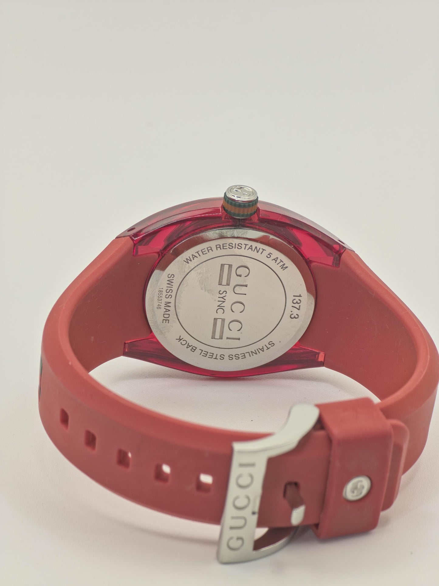 Gucci Sync 137.3 Women's Red Silicone Strap Swiss Quartz Watch 5ATM | - 72