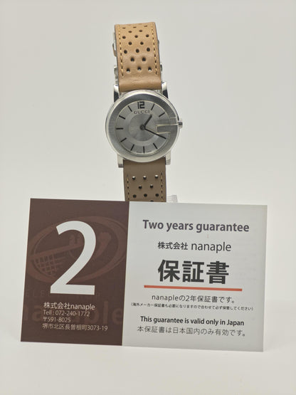 Gucci 101L women Swiss Quartz Watch Perforated Leather Strap 3ATM Boxed | - 74