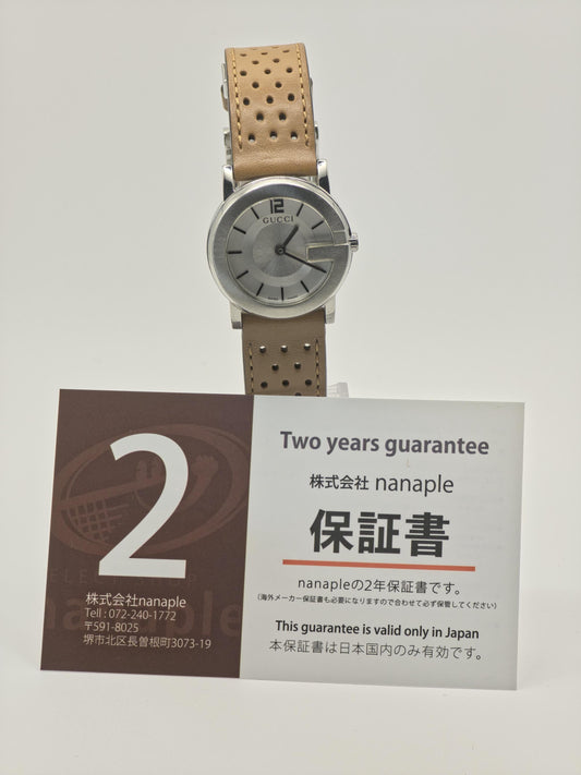 Gucci 101L women Swiss Quartz Watch Perforated Leather Strap 3ATM Boxed | - 74