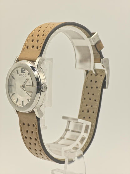 Gucci 101L women Swiss Quartz Watch Perforated Leather Strap 3ATM Boxed | - 74