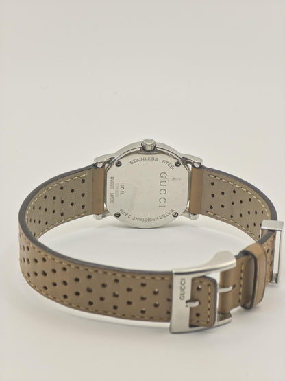 Gucci 101L women Swiss Quartz Watch Perforated Leather Strap 3ATM Boxed | - 74