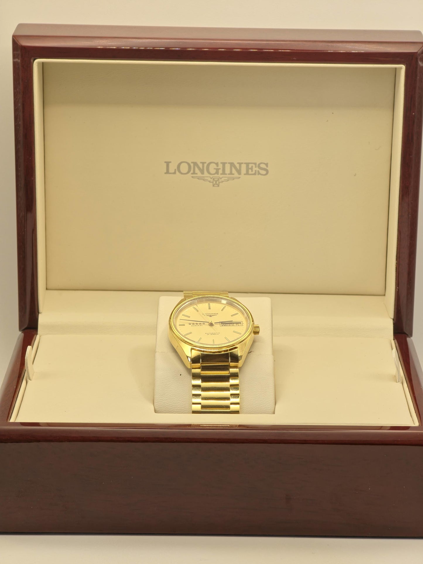 Longines Admiral Automatic 25 Jewels Gold Tone Watch Box Only Men | - 77