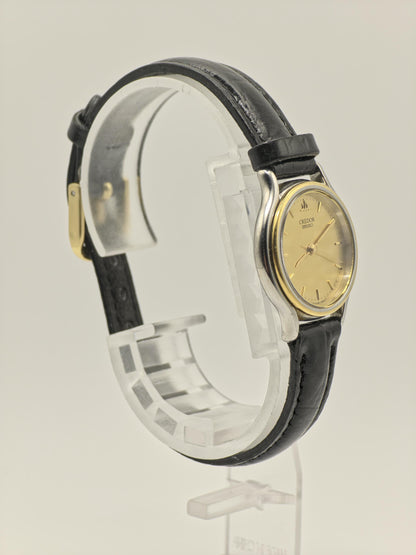 Credor Seiko Quartz Gold Dial Leather Strap Women’s Watch Vintage | - 82
