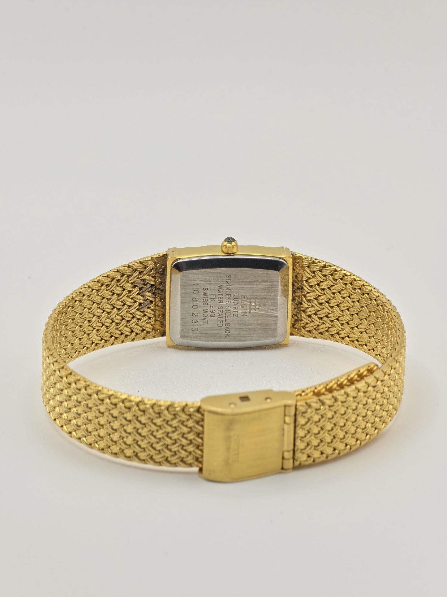 Elgin Gold-Tone Quartz Wristwatch Stainless Steel Mesh Bracelet Women Vintage | - 84