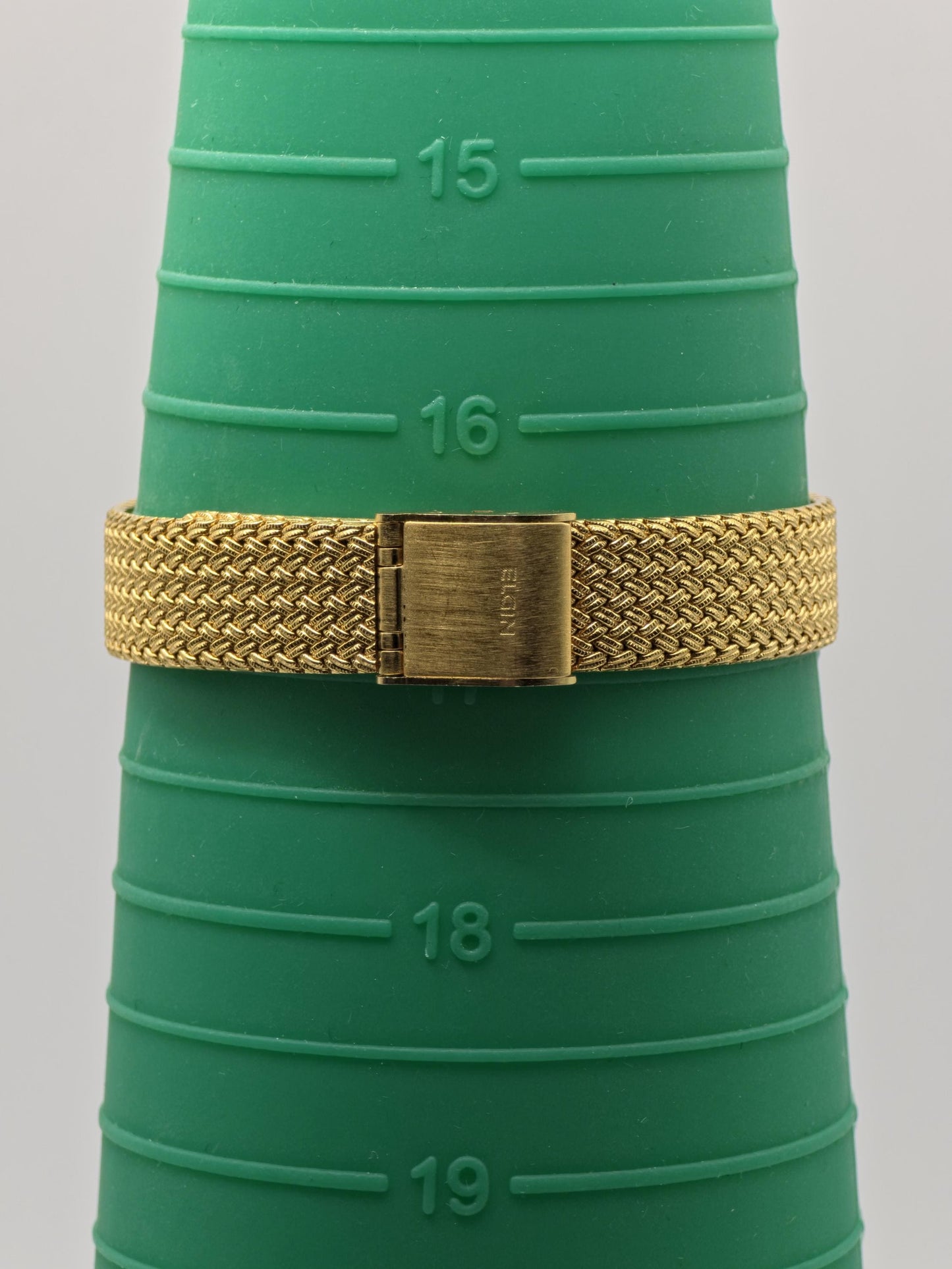 Elgin Gold-Tone Quartz Wristwatch Stainless Steel Mesh Bracelet Women Vintage | - 84