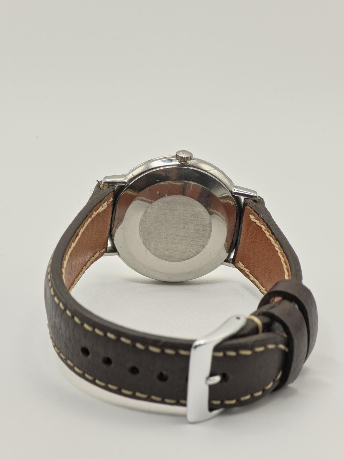 Omega Automatic Stainless Steel Date Silver Dial Leather Strap Men Vintage | - 85