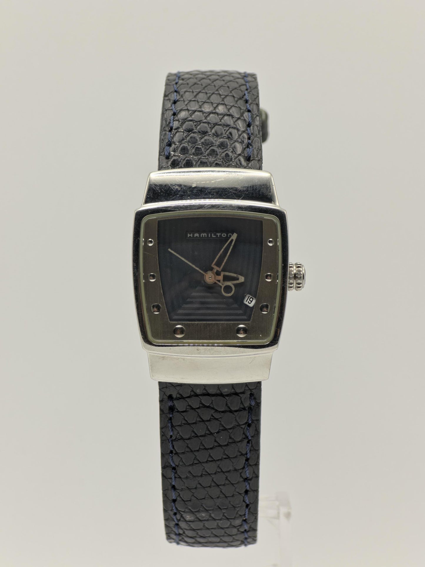 Hamilton Quartz Square Women Watch Black Dial Leather Strap Ref. 6329 | - 90