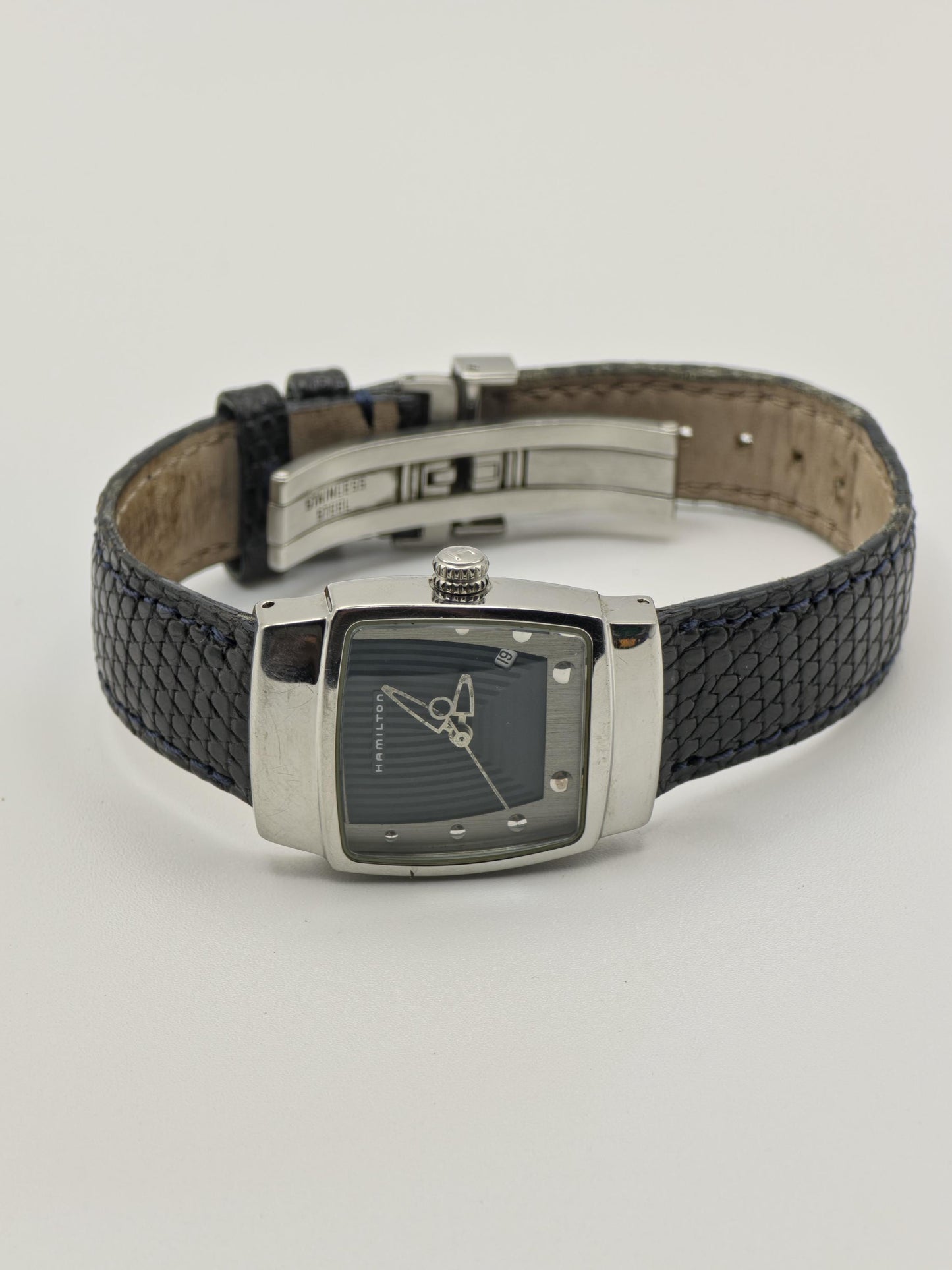 Hamilton Quartz Square Women Watch Black Dial Leather Strap Ref. 6329 | - 90