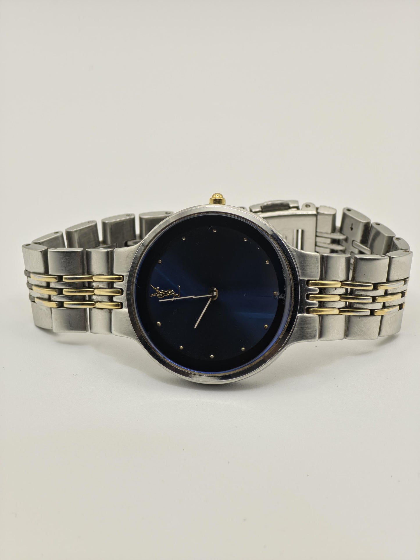 YSL Yves Saint Laurent Quartz Men’s Watch Blue Dial Two Tone Bracelet Ref. 960311 | - 91