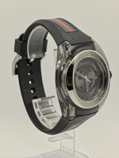 Gucci Men’s Quartz Watch | Model 137.1 | Black Dial | Rubber Strap | Swiss Made | - 118