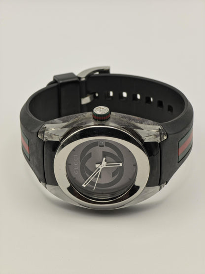 Gucci Men’s Quartz Watch | Model 137.1 | Black Dial | Rubber Strap | Swiss Made | - 118