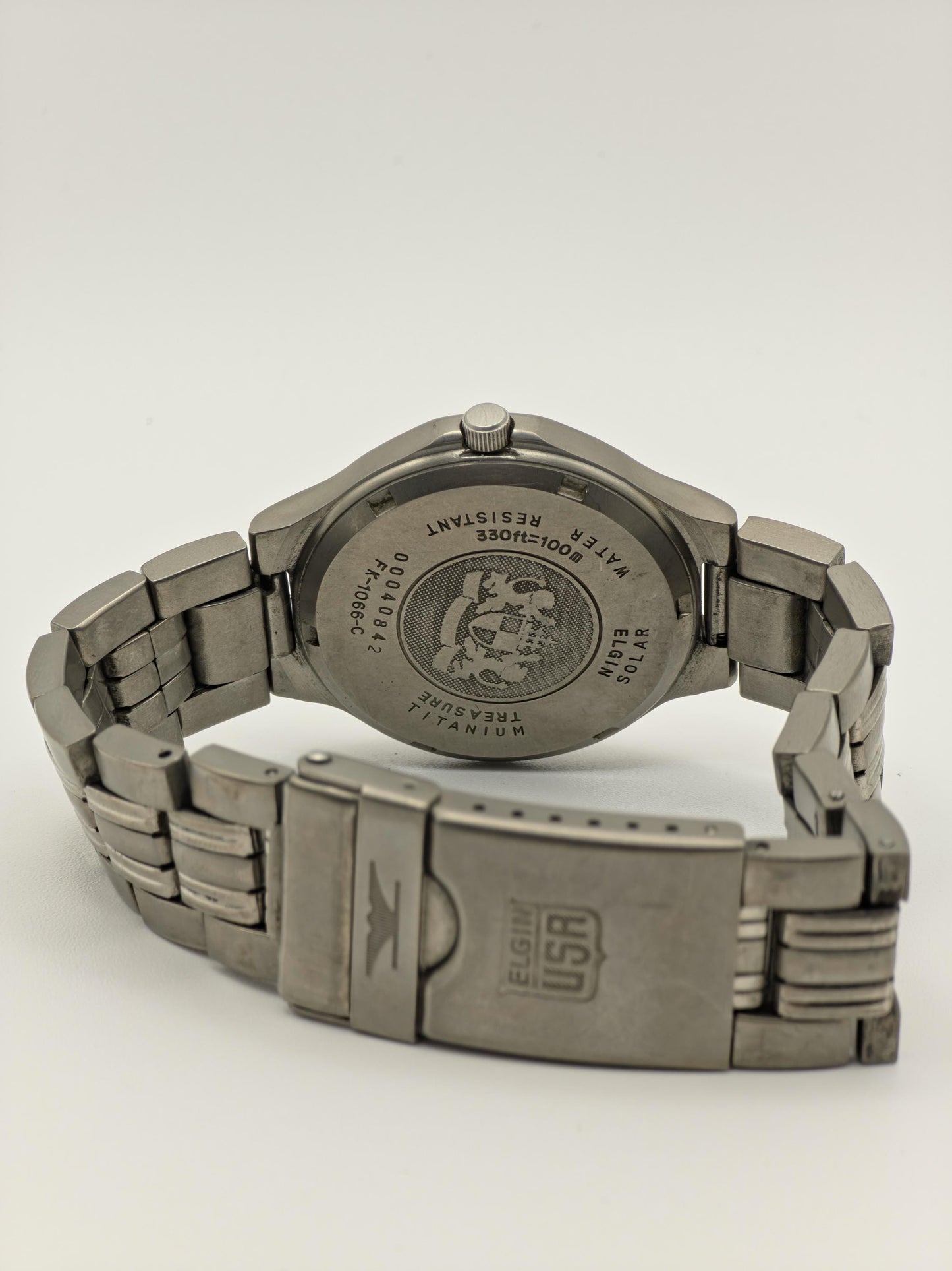 Elgin Titanium Solar Drive Watch | Model FK 1066 C | Mother of Pearl Dial | Unisex | Diamonds | - 119