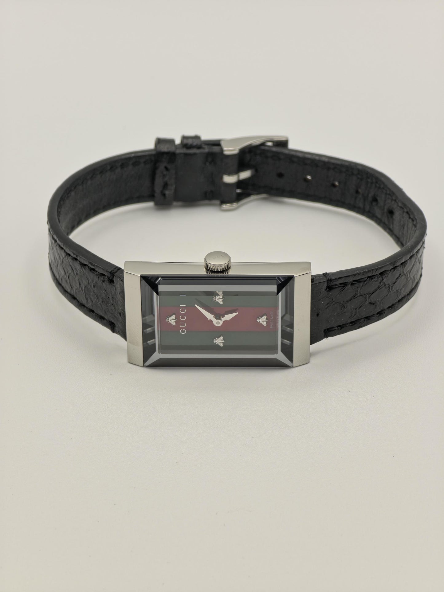 Gucci Rectangular Watch | Model 147.4 | Green-Red Stripe Dial | Swiss Made | Box & International Warranty | Women | - 125