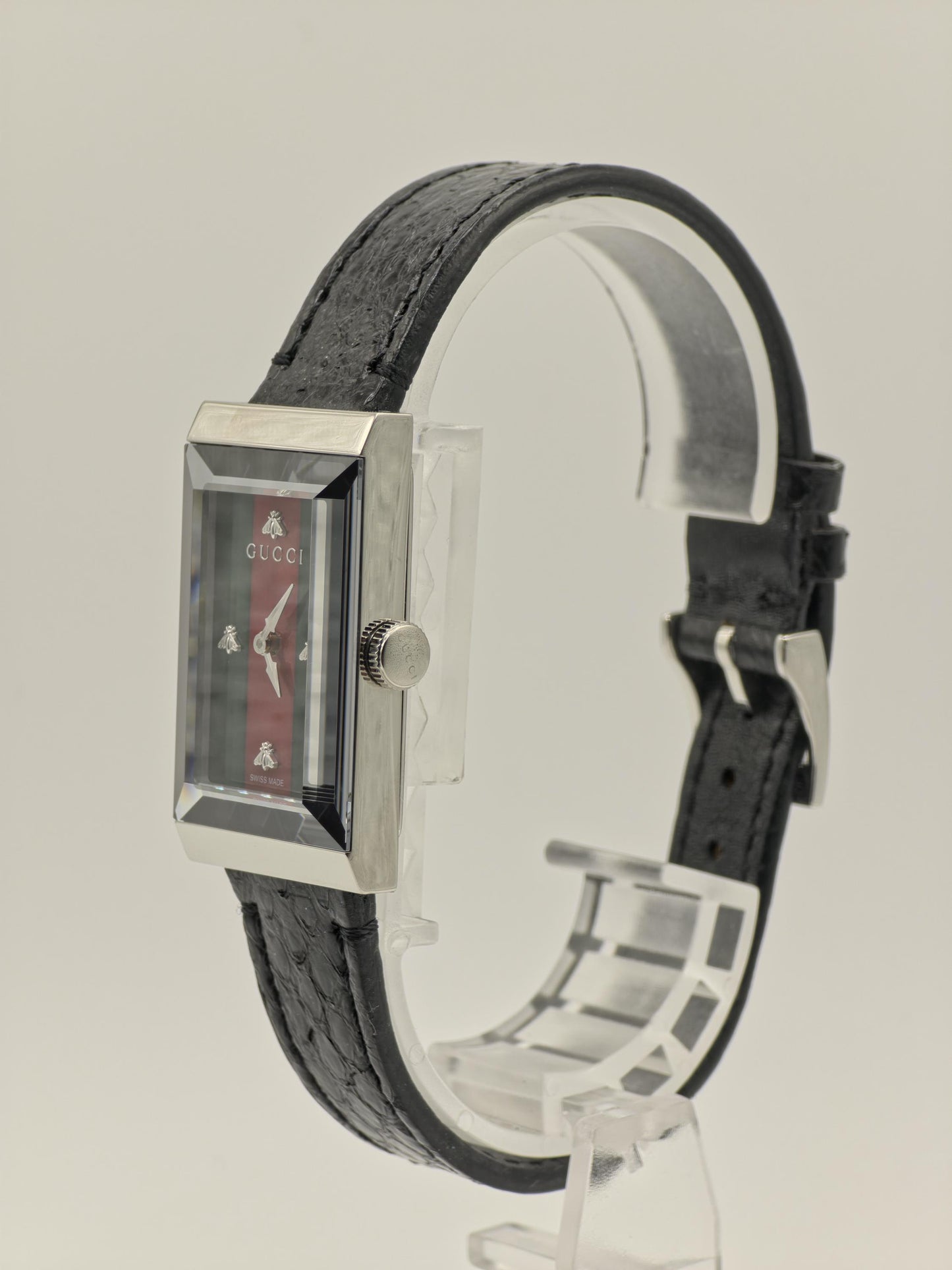 Gucci Rectangular Watch | Model 147.4 | Green-Red Stripe Dial | Swiss Made | Box & International Warranty | Women | - 125