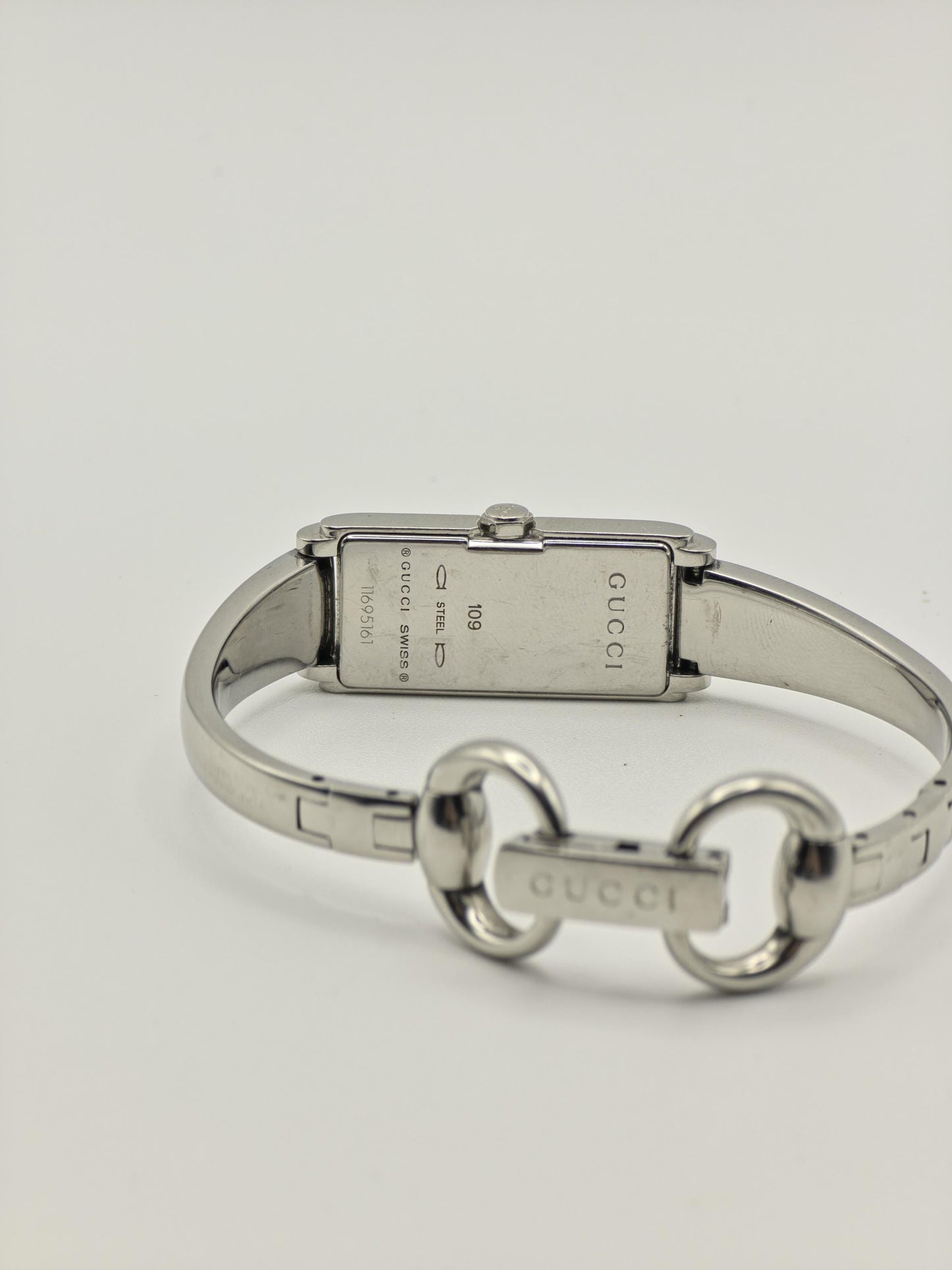 Gucci Women’s Rectangular Watch | Model 109 | Swiss Made | Stainless Steel Bracelet | Box Included | - 129
