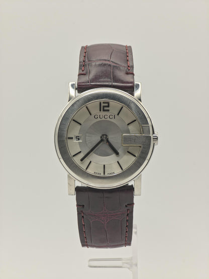 Gucci Unisex Swiss Quartz Watch Silver Dial Brown Leather Strap Ref. 101J 10021444 | - 96