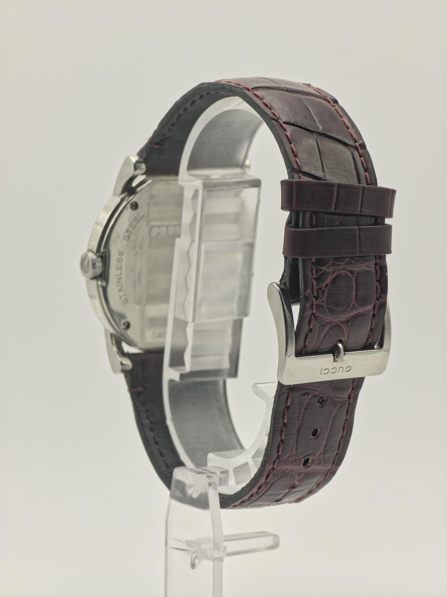 Gucci Unisex Swiss Quartz Watch Silver Dial Brown Leather Strap Ref. 101J 10021444 | - 96