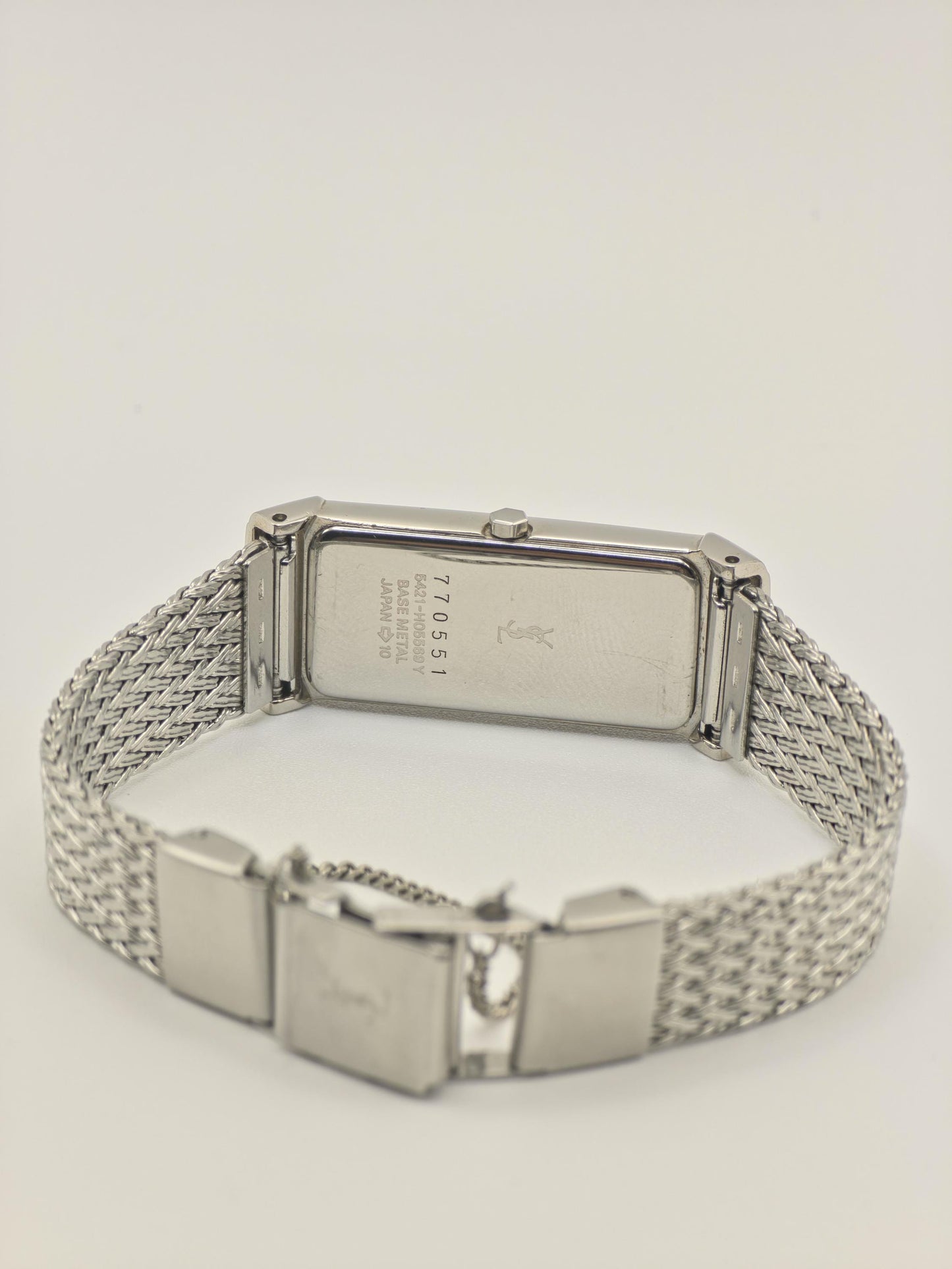 YSL Women’s Quartz Watch Rectangular Case Stainless Steel Mesh Bracelet Black Dial Ref. 770551 | - 100