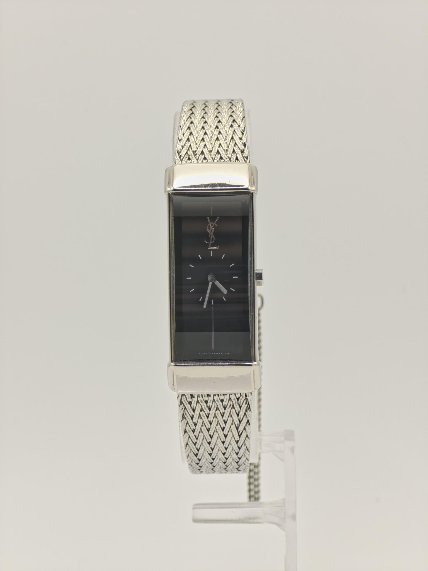 YSL Women’s Quartz Watch Rectangular Case Stainless Steel Mesh Bracelet Black Dial Ref. 770551 | - 100
