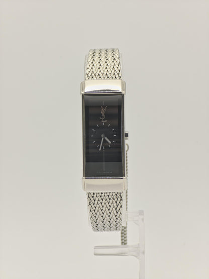 YSL Women’s Quartz Watch Rectangular Case Stainless Steel Mesh Bracelet Black Dial Ref. 770551 | - 100