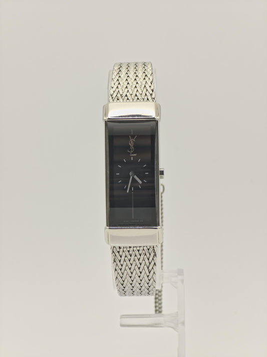 YSL Women’s Quartz Watch Rectangular Case Stainless Steel Mesh Bracelet Black Dial Ref. 770551 | - 100
