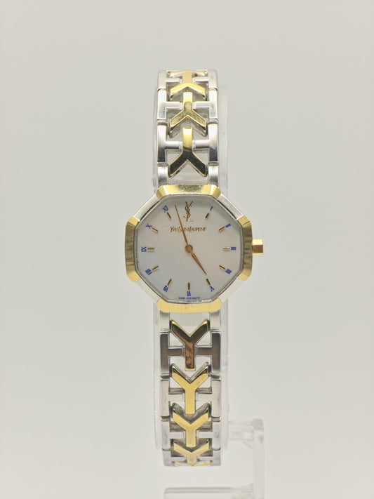 YSL Women’s Quartz Watch Octagonal Case Two-Tone Stainless Steel Bracelet White Dial Ref. 2200-226313YO | - 101