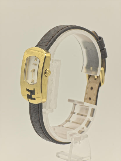 Fendi Women Quartz Watch Gold Tone Case Leather Strap Swiss Made | - 105