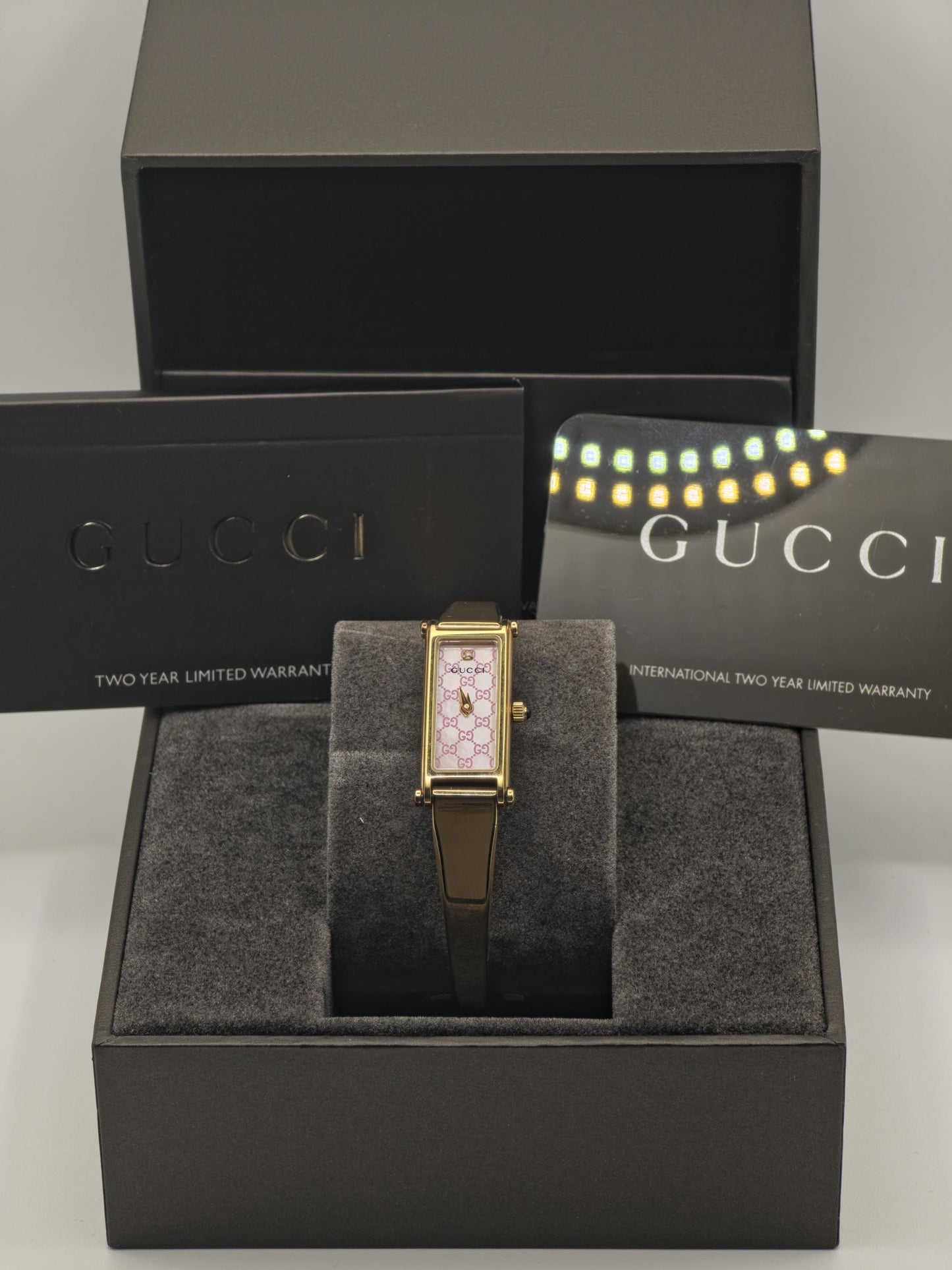 Gucci 1500L Women’s Swiss Quartz Watch Gold Tone Pink GG Dial | - 107