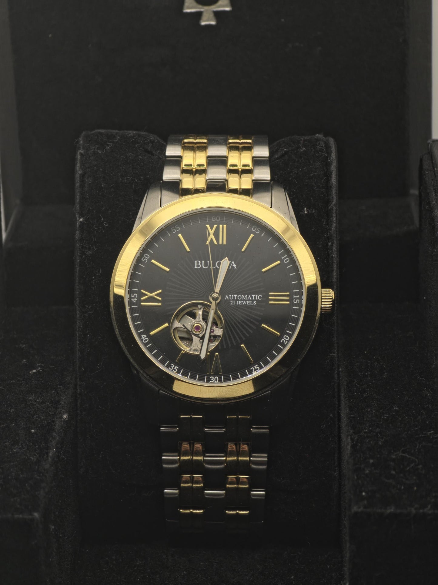 Bulova Men’s Automatic Open Heart Two-Tone Watch 21 Jewels Model 98A168 - 111