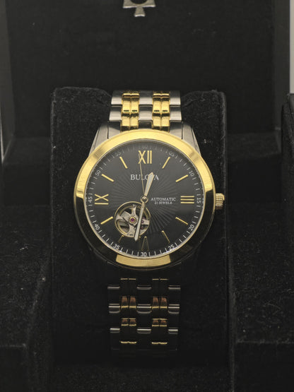 Bulova Men’s Automatic Open Heart Two-Tone Watch 21 Jewels Model 98A168 - 111