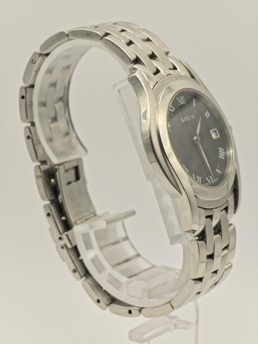 Gucci Men’s Black Dial Date Watch Stainless Steel Swiss Made 5500M | – 130