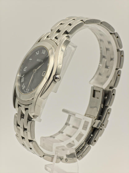 Gucci Men’s Black Dial Date Watch Stainless Steel Swiss Made 5500M | – 130