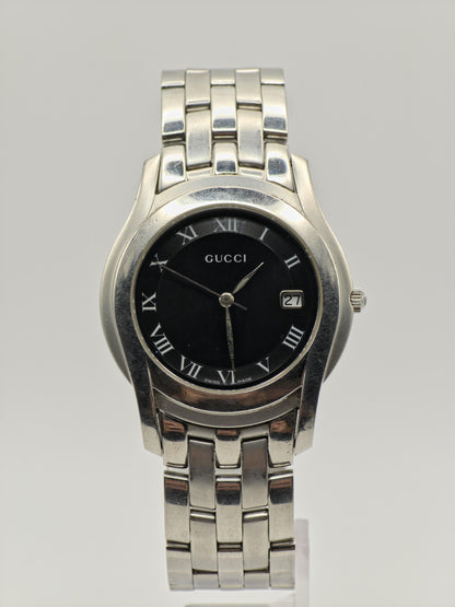 Gucci Men’s Black Dial Date Watch Stainless Steel Swiss Made 5500M | – 130