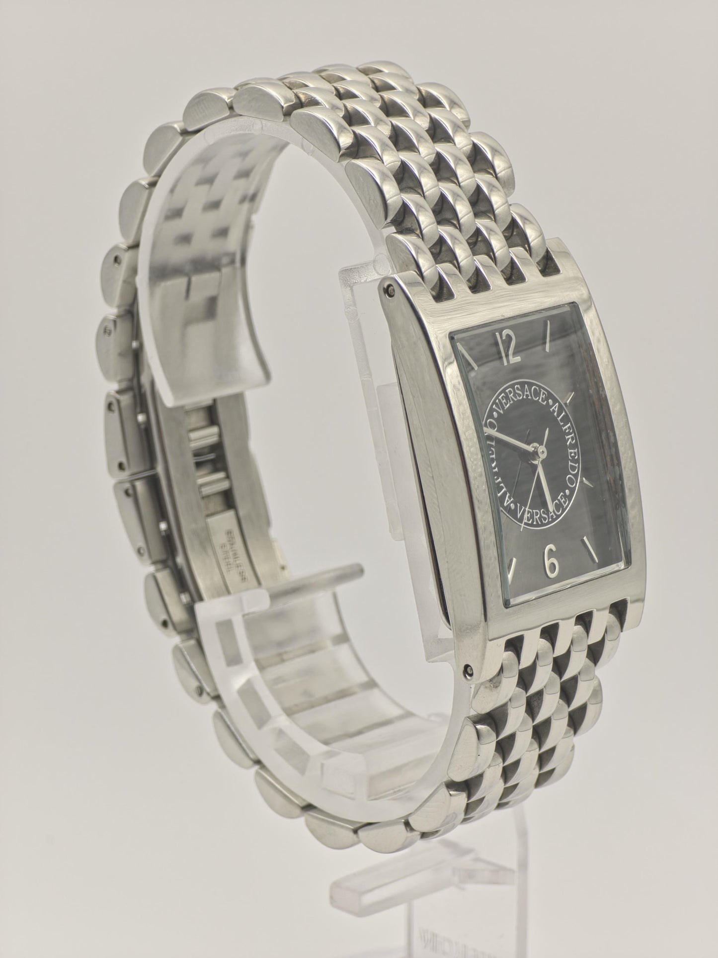 Alfredo Versace Rectangular Black Dial Steel Bracelet Unisex V737S | - 131