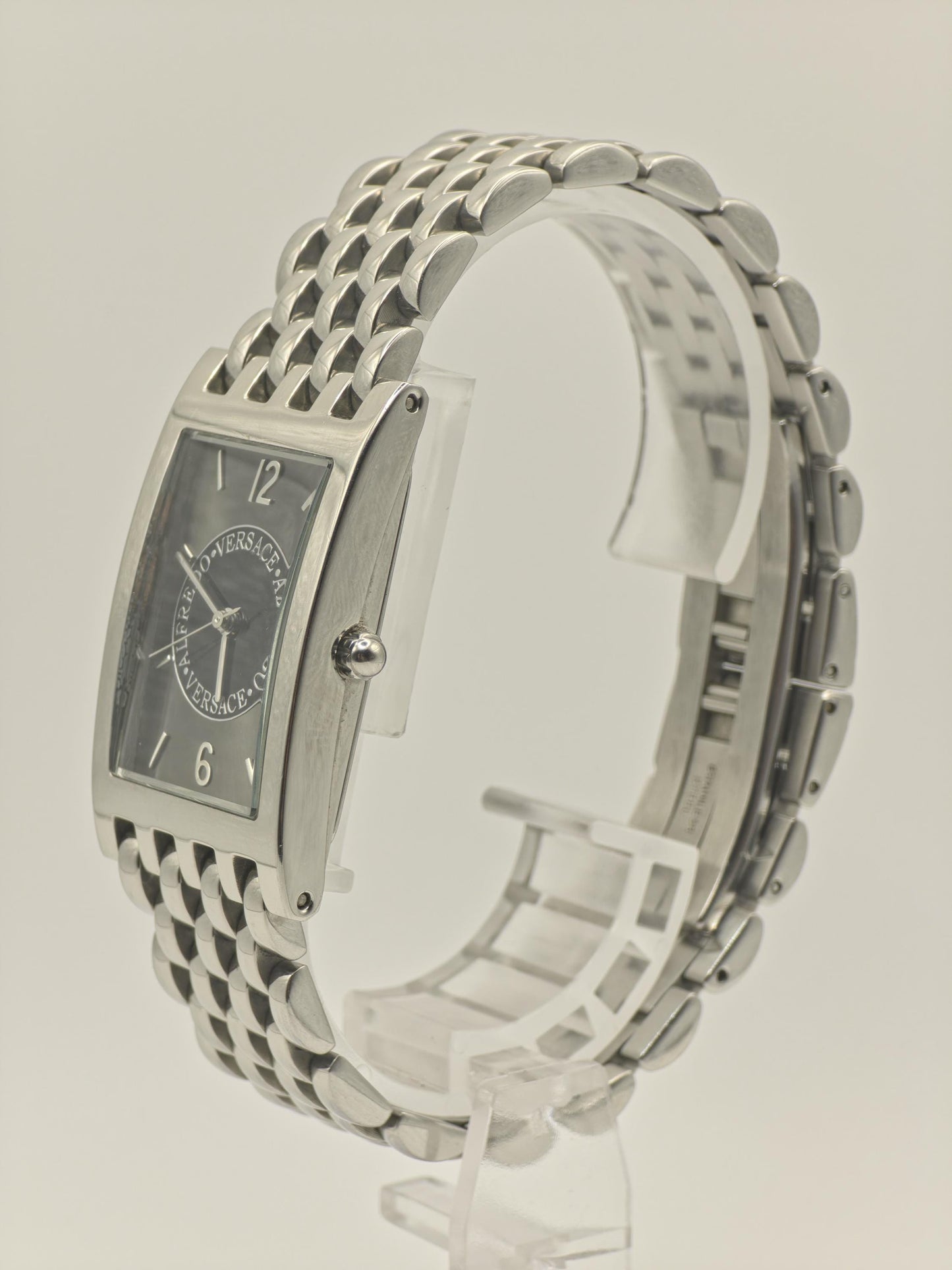 Alfredo Versace Rectangular Black Dial Steel Bracelet Unisex V737S | - 131