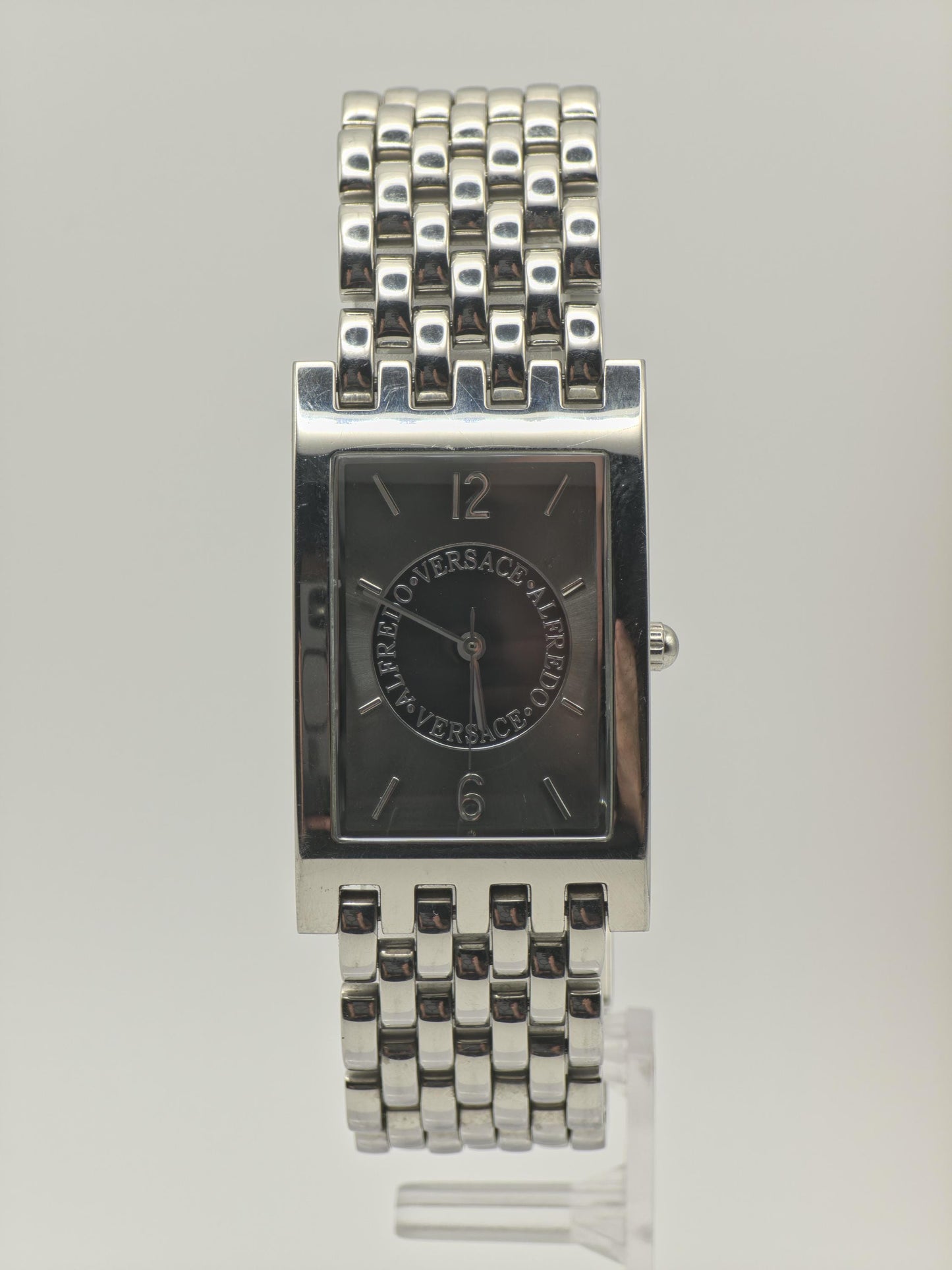 Alfredo Versace Rectangular Black Dial Steel Bracelet Unisex V737S | - 131