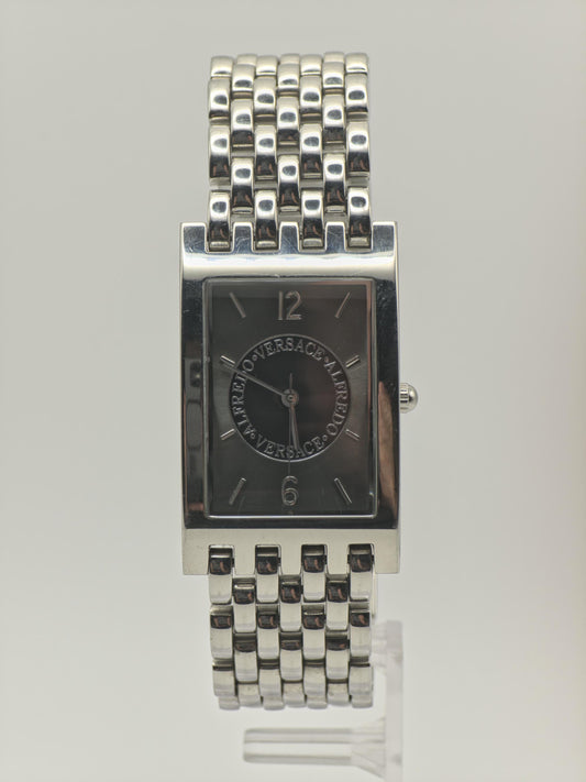 Alfredo Versace Rectangular Black Dial Steel Bracelet Unisex V737S | - 131