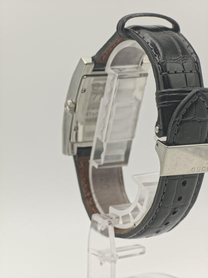Gucci 7700M Rectangular Black Dial Leather Strap Swiss Quartz Unisex | - 132