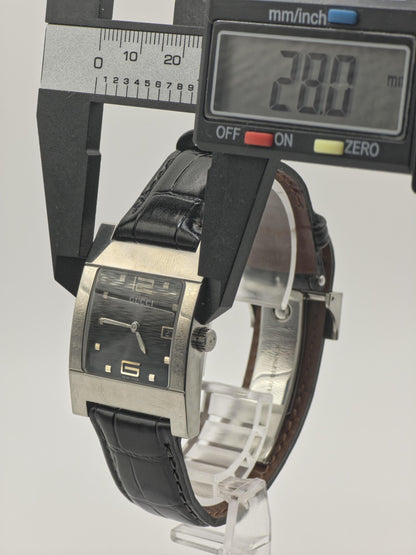 Gucci 7700M Rectangular Black Dial Leather Strap Swiss Quartz Unisex | - 132