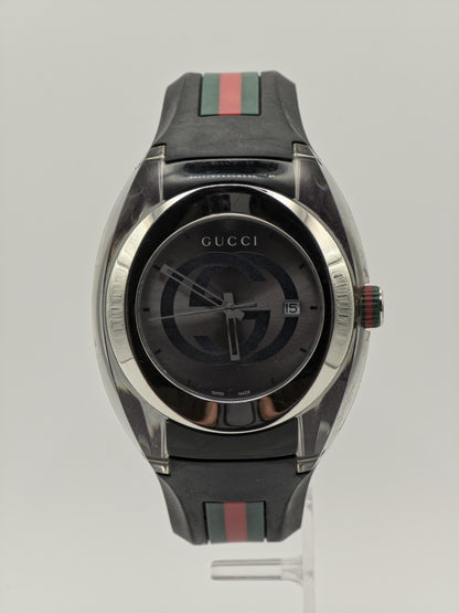 Gucci Men’s Quartz Watch | Model 137.1 | Black Dial | Rubber Strap | Swiss Made | - 118