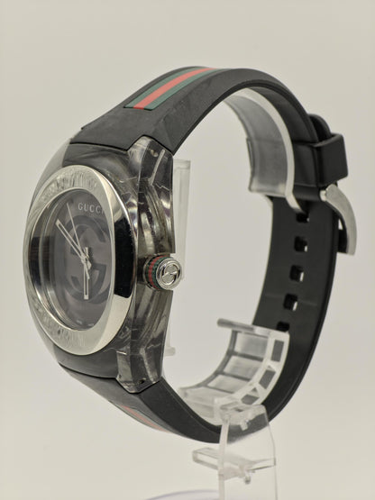 Gucci Men’s Quartz Watch | Model 137.1 | Black Dial | Rubber Strap | Swiss Made | - 118