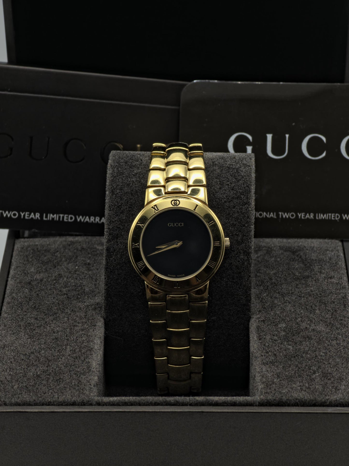 Gucci Gold Tone Watch | Model 3300.2.L | Black Dial | Swiss Made | Box & Warranty | Women | - 124