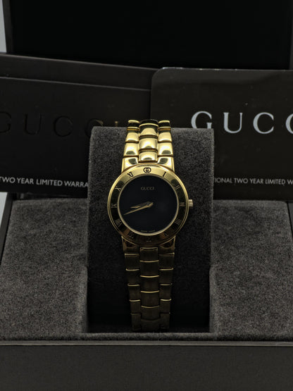 Gucci Gold Tone Watch | Model 3300.2.L | Black Dial | Swiss Made | Box & Warranty | Women | - 124