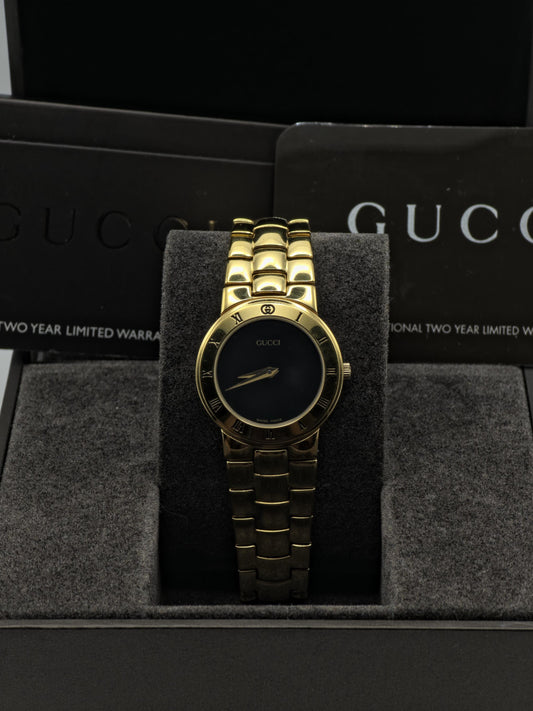 Gucci Gold Tone Watch | Model 3300.2.L | Black Dial | Swiss Made | Box & Warranty | Women | - 124