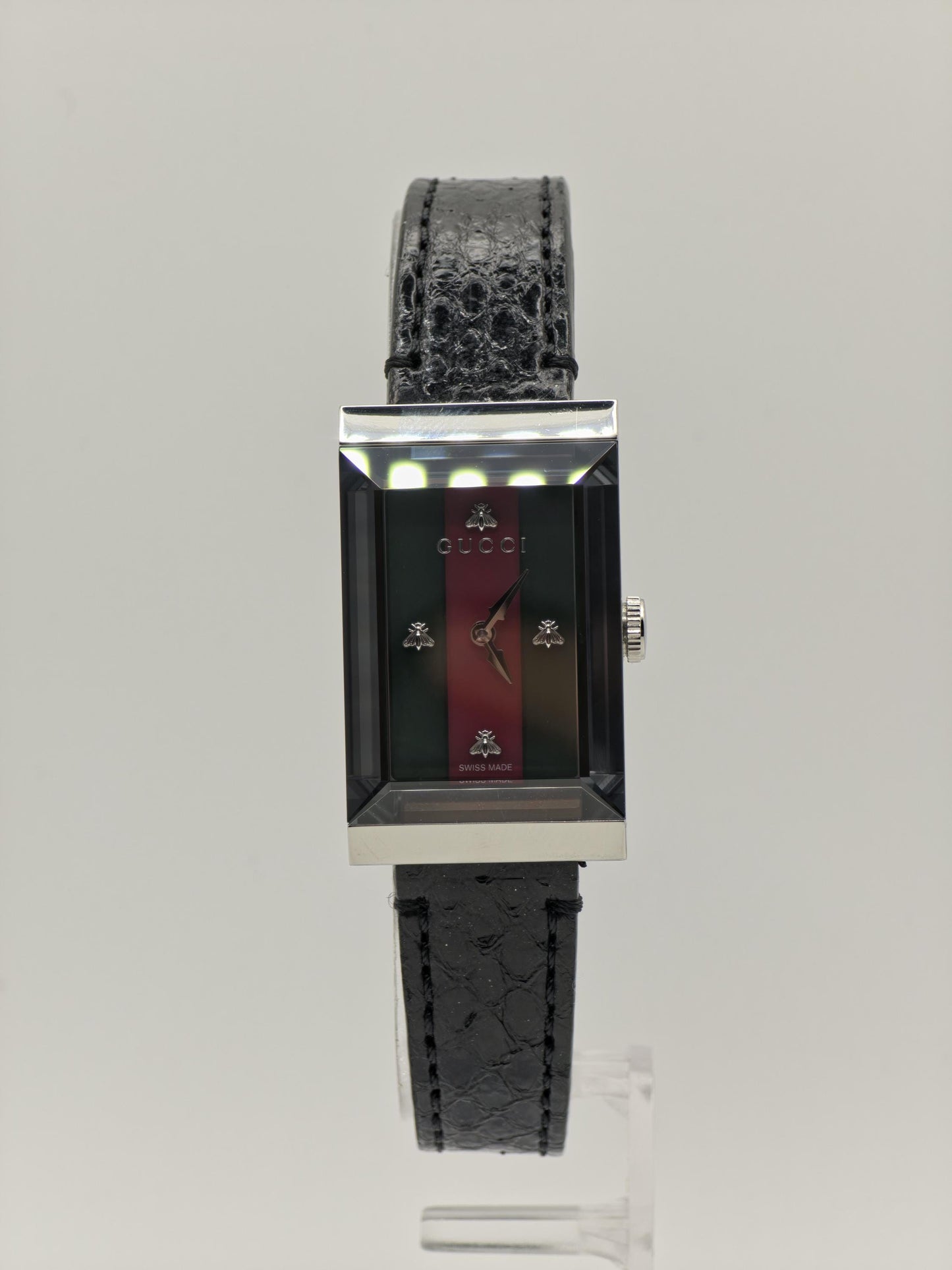 Gucci Rectangular Watch | Model 147.4 | Green-Red Stripe Dial | Swiss Made | Box & International Warranty | Women | - 125