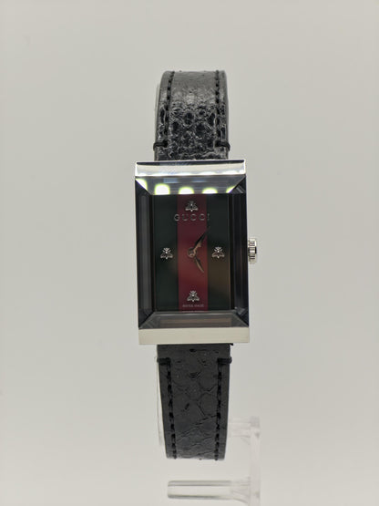 Gucci Rectangular Watch | Model 147.4 | Green-Red Stripe Dial | Swiss Made | Box & International Warranty | Women | - 125