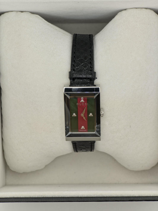 Gucci Rectangular Watch | Model 147.4 | Green-Red Stripe Dial | Swiss Made | Box & International Warranty | Women | - 125