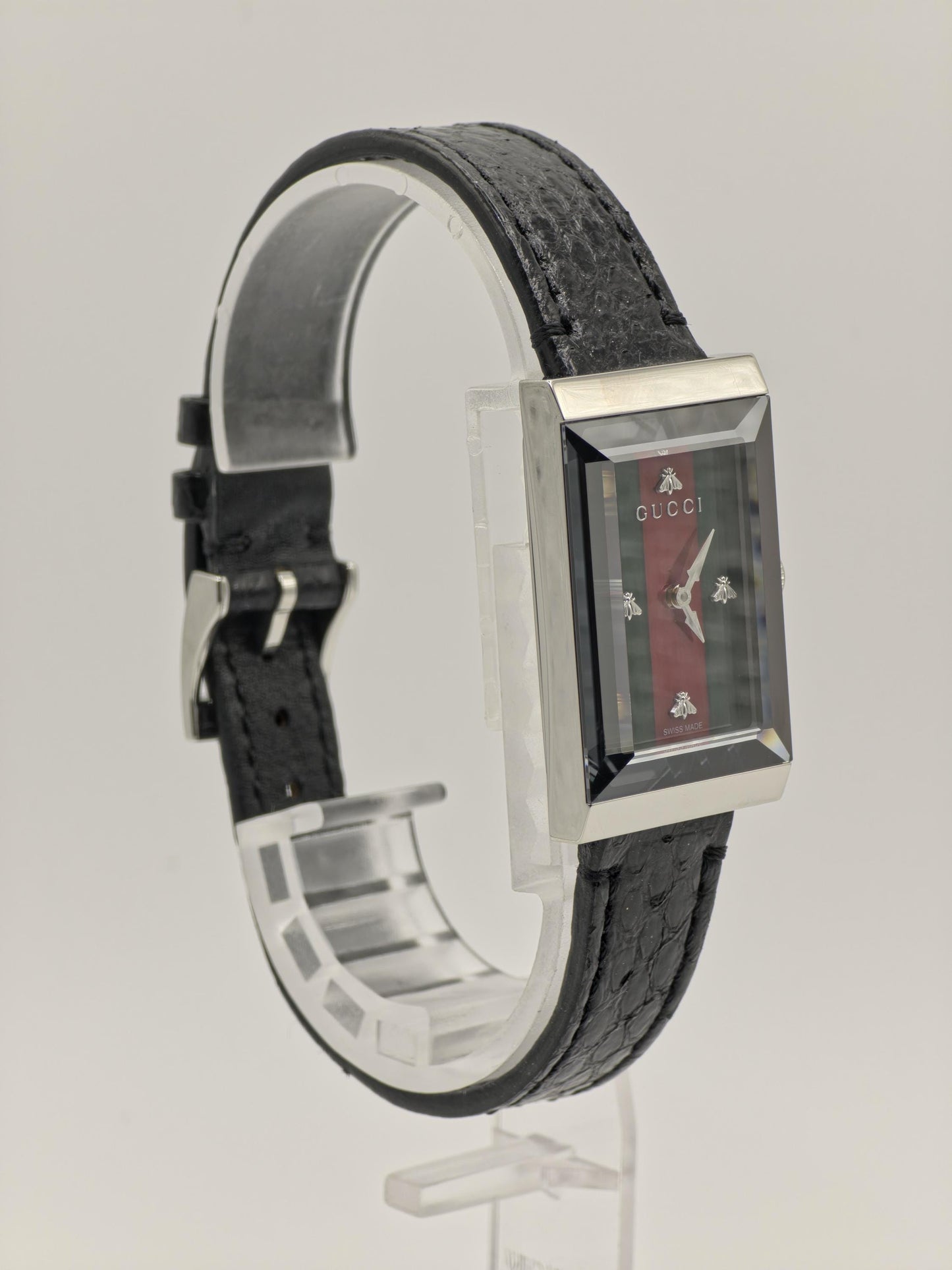 Gucci Rectangular Watch | Model 147.4 | Green-Red Stripe Dial | Swiss Made | Box & International Warranty | Women | - 125