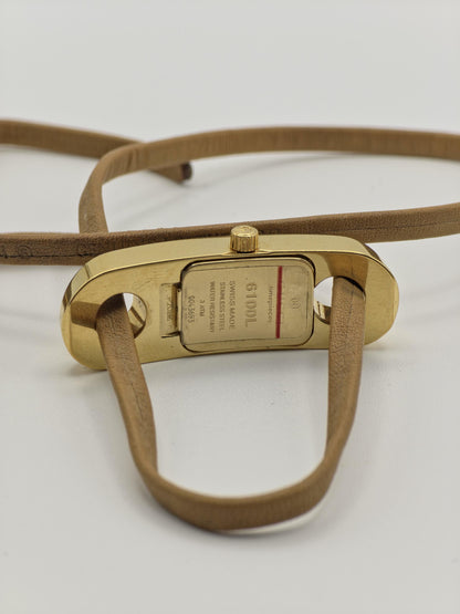 Gucci Women’s Wrap Bracelet Watch | Model 6100L | Gold Dial | Swiss Made | Adjustable Bracelet | Box Included | - 126