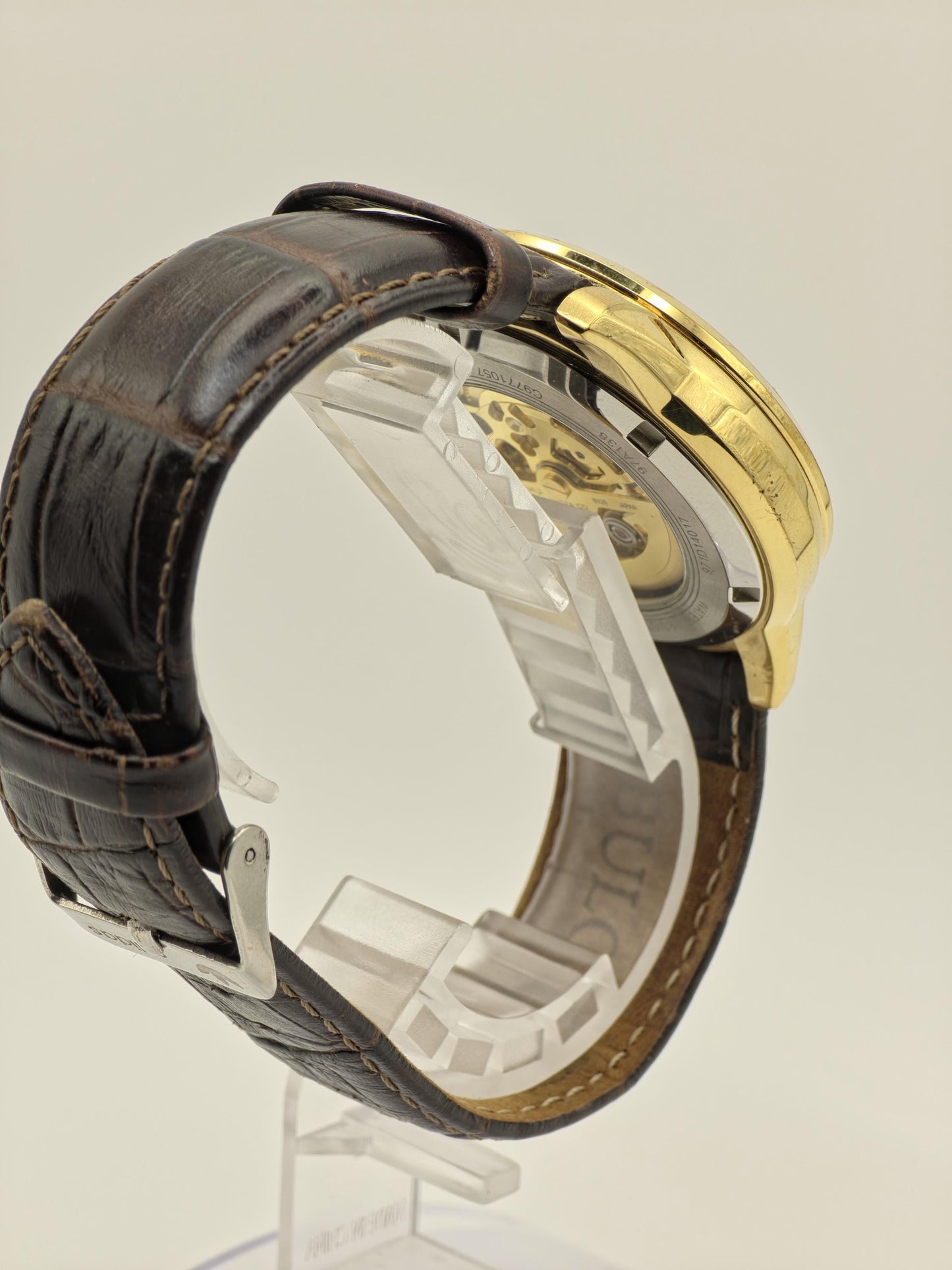 Bulova 97A138 Men Automatic Skeleton Watch Gold Tone Box Only | - 180